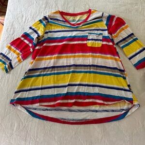 ‘Westbound Woman’ size 2X, Striped Multi-Color Top.